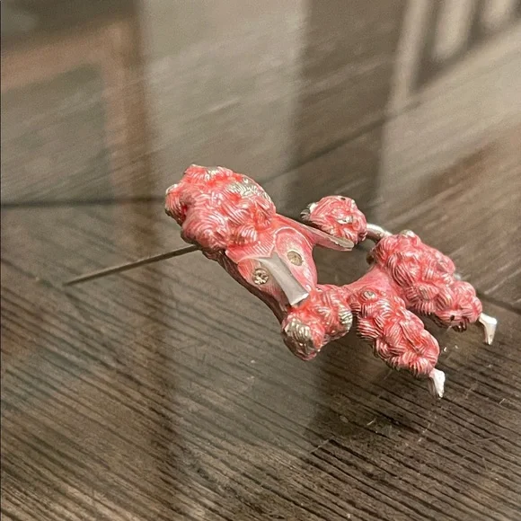 Vintage Pink French Poodle Dog Brooch - Pin Silver-tone Pink Accents - Picture 16 of 16